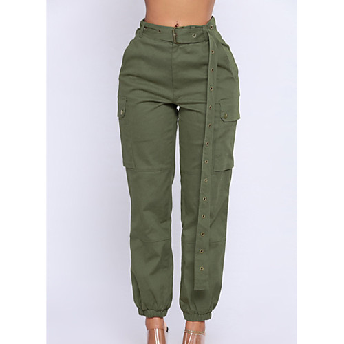 

Women's Basic Harem Pants - Solid Colored Army Green Khaki Black XS S M