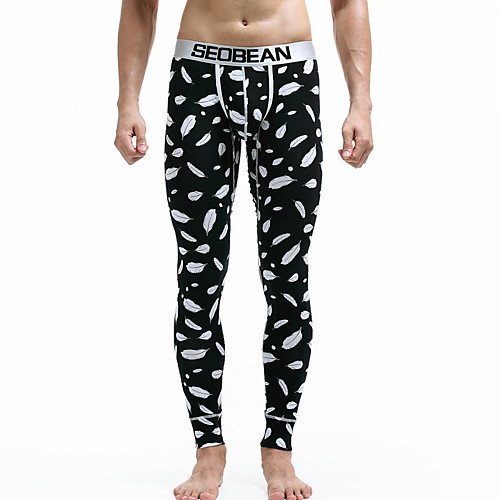 

Men's Normal Cotton Sexy Long Johns Geometric Mid Waist