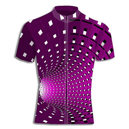 

Men's Daily Spring & Summer Regular Jacket, Geometric Stand Short Sleeve Polyester Purple