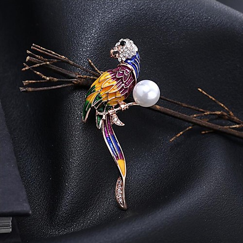 

Women's Cubic Zirconia Brooches Classic Parrot Stylish Simple Classic Brooch Jewelry Gold Silver For Party Gift Daily Work Festival