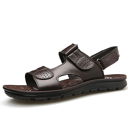 

Men's Cowhide Summer Sandals Non-slipping Brown / Black
