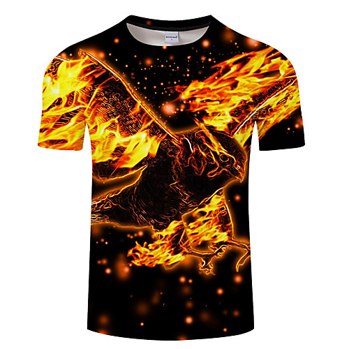 

Men's Daily Going out Exaggerated T-shirt - 3D / Animal Print Brown