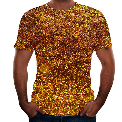 

Men's Daily Basic T-shirt - Color Block / 3D Print Orange