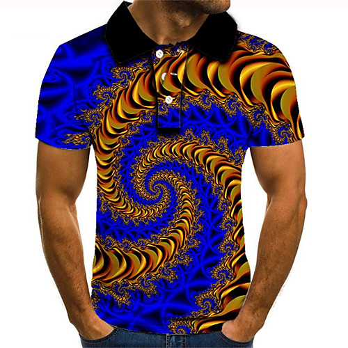 

Men's Daily Going out Street chic / Exaggerated Polo - Color Block / 3D / Graphic Rainbow