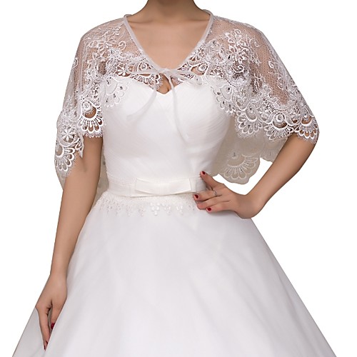 

Sleeveless Basic Lace Wedding Shawl & Wrap With Lace