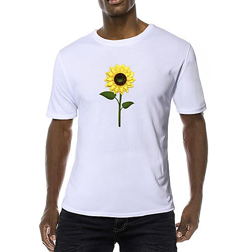 

Men's Daily Sports Business / Basic T-shirt - Floral Black & White, Print Yellow
