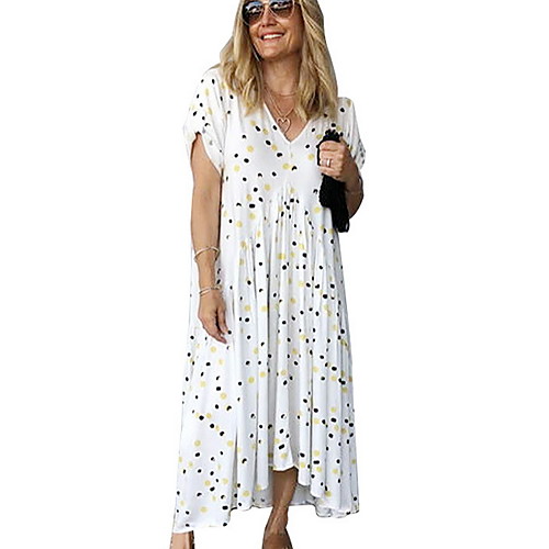 

Women's White Dress A Line Polka Dot S M