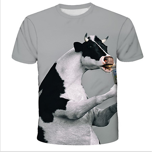

Men's Daily Holiday Street chic / Exaggerated T-shirt - 3D / Tie Dye / Animal Wolf, Print Rainbow