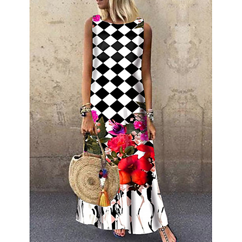 

Women's White Dress Shift Floral M L