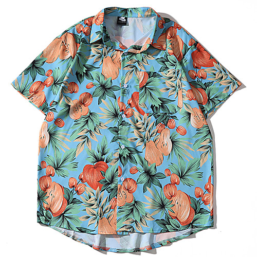 

Men's Daily Beach Basic Shirt - Floral / Geometric / 3D Print Blue