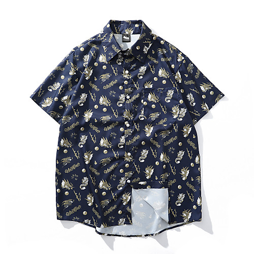 

Men's Daily Basic Shirt - Scenery Print Royal Blue