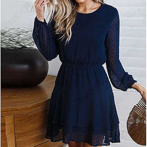 

Women's Navy Blue Dress Elegant Sheath Solid Color S M