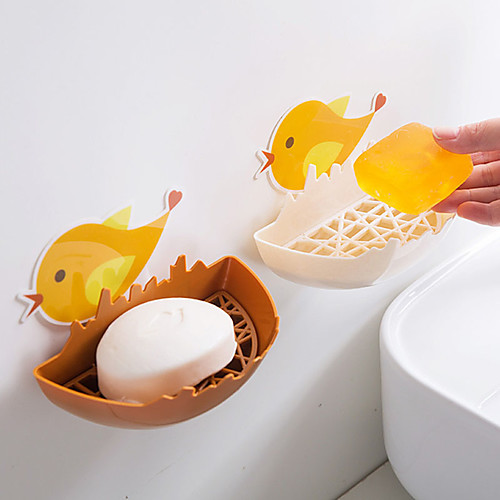 

Cute Cartoon Chicken Soap Box Without Punching Drain Soap Box Toilet Wall-mounted Storage Box Soap Box