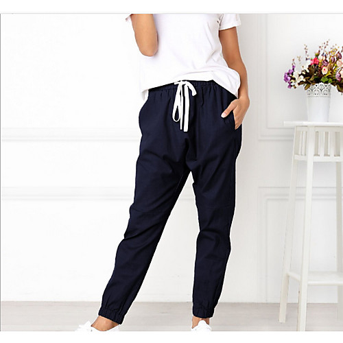 

Women's Basic wfh Sweatpants Jogger Pants - Solid Colored Army Green Black Navy Blue S M L