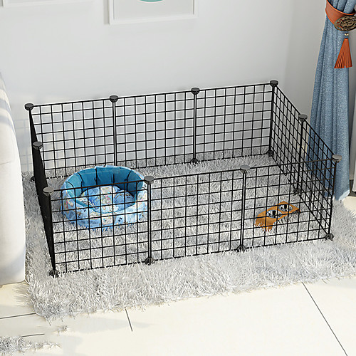 

Dog Playpen Play House Fence Systems Foldable Washable Durable Free Standing Plastic Black 10 PCS