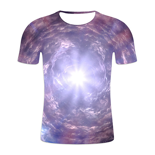 

Men's Daily Weekend Basic / Exaggerated T-shirt - Galaxy / Color Block / 3D Rainbow