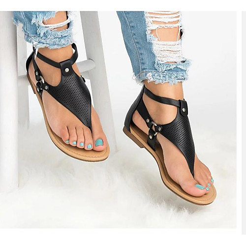 

Women's Sandals 2020 Flat Heel Open Toe PVC / PU Classic / Vintage Spring & Fall / Spring & Summer White / Black / Coffee