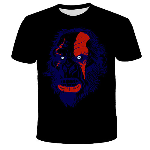 

Men's Daily Holiday Street chic / Exaggerated T-shirt - 3D / Tie Dye / Animal Wolf, Print Rainbow