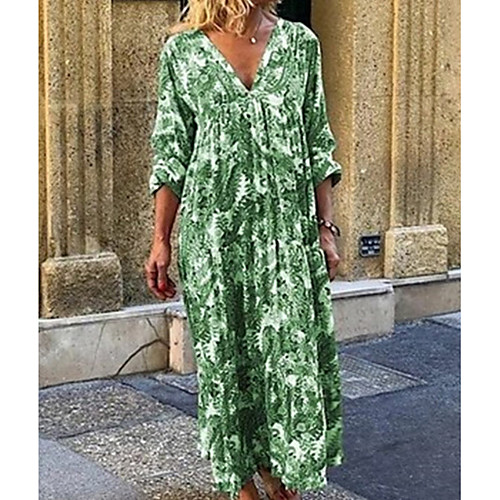 

Women's Purple Orange Dress Loose Floral M L