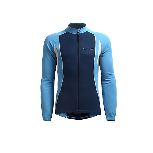 

Jaggad Men's Long Sleeve Cycling Jersey Nylon Elastic Dark Navy Patchwork Bike Jersey Top Mountain Bike MTB Road Bike Cycling Breathable Quick Dry Sweat-wicking Sports Clothing Apparel / Stretchy