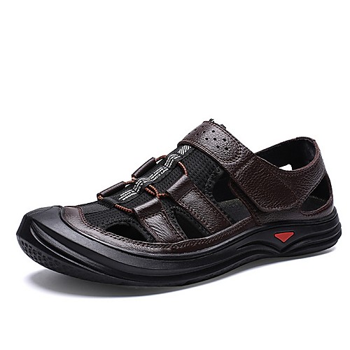 

Men's Cowhide Summer Sandals Non-slipping Brown / Black