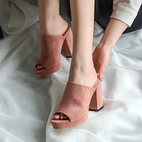 

Women's Heels 2020 Chunky Heel Open Toe Microfiber Sweet Spring & Fall / Spring & Summer Dusty Rose / Black / Gray / Wedding