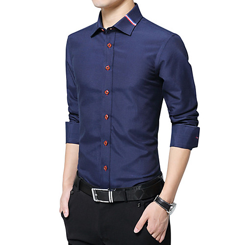 

Men's Daily Work Business / Basic Shirt - Solid Colored Wine