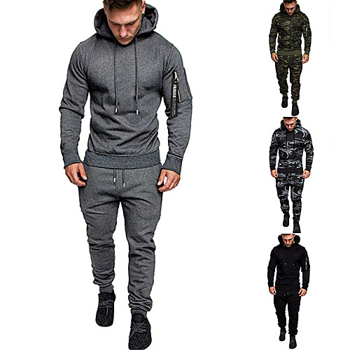 

Men's 2-Piece Tracksuit Sweatsuit Jogging Suit 2pcs Winter Pullover Running Active Training Fitness Thermal / Warm Breathable Moisture Wicking Sportswear Athletic Clothing Set Long Sleeve Activewear