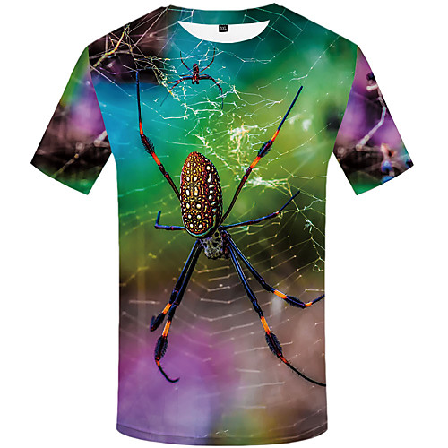 

Men's Daily Sports Basic / Street chic T-shirt - 3D / Graphic / Animal Print Rainbow