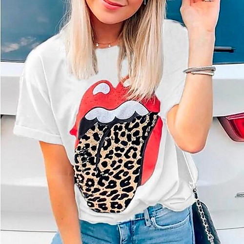 

Women's Geometric Print T-shirt Basic Daily White / Black / Gray