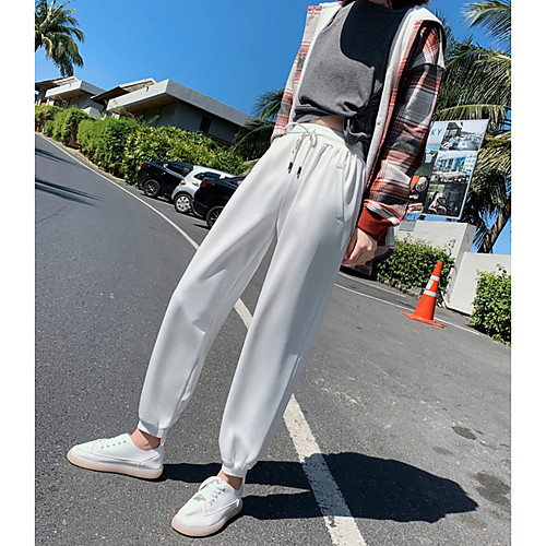 

Women's Sporty Sweatpants Pants - Solid Colored Black Beige S M L