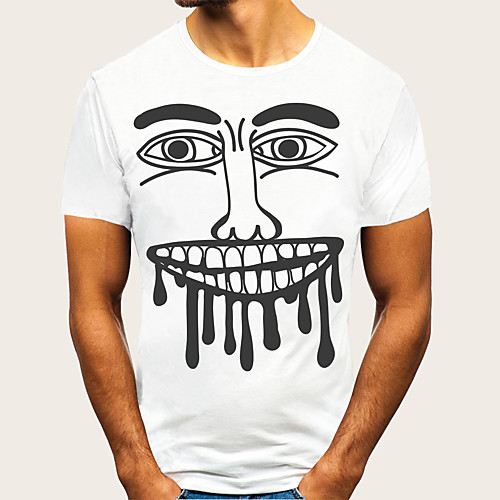 

Men's Portrait Print Slim T-shirt - Cotton Basic Daily Going out Round Neck White / Short Sleeve
