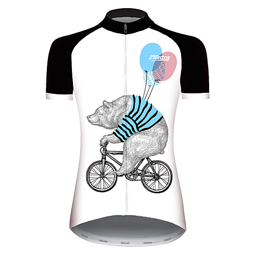 

21Grams Women's Short Sleeve Cycling Jersey 100% Polyester Black / White Novelty Animal Balloon Bike Jersey Top Mountain Bike MTB Road Bike Cycling UV Resistant Breathable Quick Dry Sports Clothing