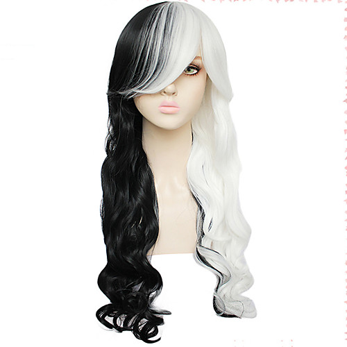 

Dangan Ronpa Cosplay Wigs Women's Side bangs 26 inch Heat Resistant Fiber Curly Black Black Anime