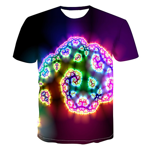 

Men's Club Weekend Street chic / Punk & Gothic T-shirt - Color Block / 3D / Abstract Print Rainbow
