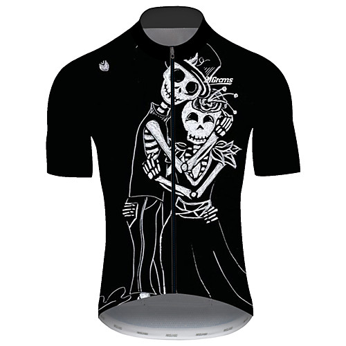 

21Grams Men's Short Sleeve Cycling Jersey Black / White Skull Bike Jersey Top Mountain Bike MTB Road Bike Cycling UV Resistant Breathable Quick Dry Sports Clothing Apparel / Stretchy
