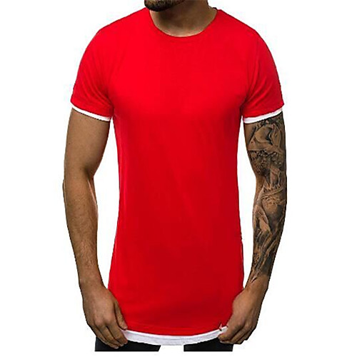 

Men's Daily Basic T-shirt - Color Block Patchwork Blushing Pink