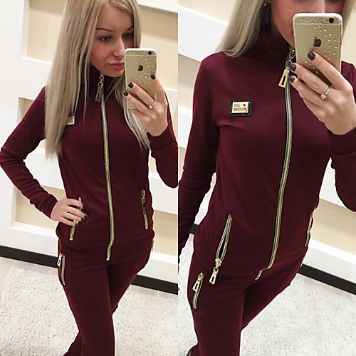 

Women's 2-Piece Full Zip Tracksuit Sweatsuit Jogging Suit 2pcs Running Active Training Jogging Breathable Quick Dry Moisture Wicking Sportswear Athletic Clothing Set Long Sleeve Activewear