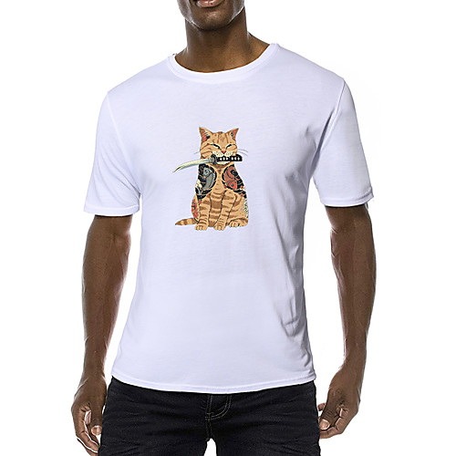 

Men's Daily Sports Business / Basic T-shirt - Solid Colored / Animal Black & White, Print Yellow