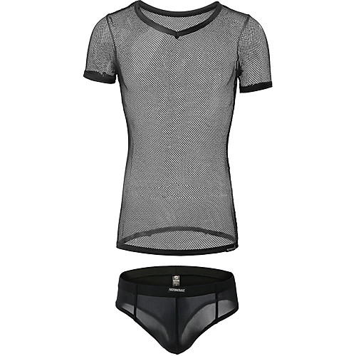 

Men's Mesh Suits Nightwear Solid Colored White Black M L XL