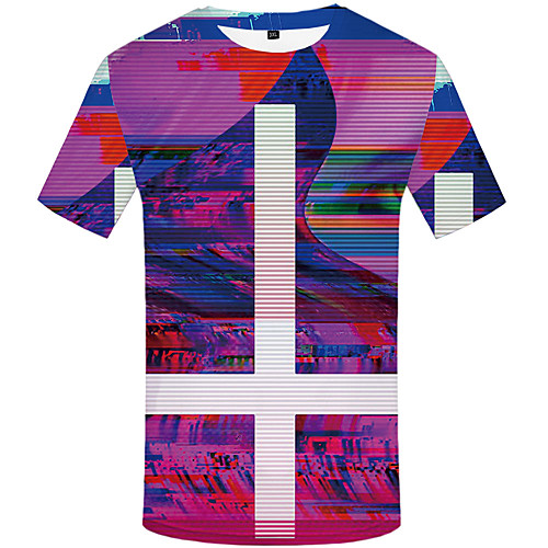 

Men's Daily Sports Basic / Street chic T-shirt - Geometric / 3D / Graphic Print Rainbow