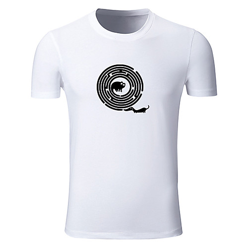 

Men's Daily Sports Business / Basic T-shirt - Solid Colored / Animal Black & White, Print Yellow