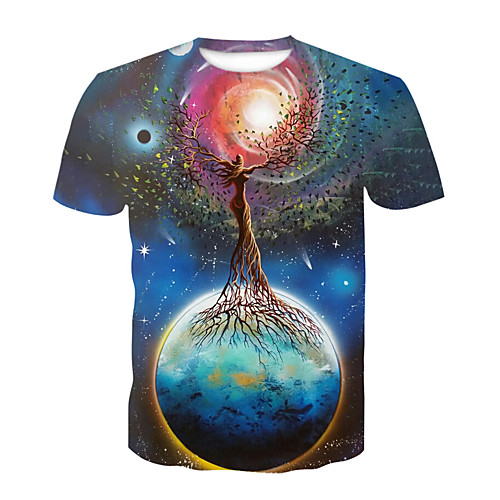 

Men's Daily Sports Basic T-shirt - Galaxy / Color Block / 3D Print Rainbow