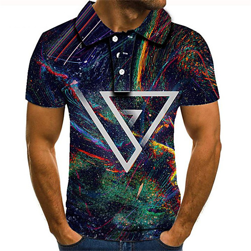 

Men's Daily Going out Street chic / Exaggerated Polo - Color Block / 3D / Graphic Rainbow