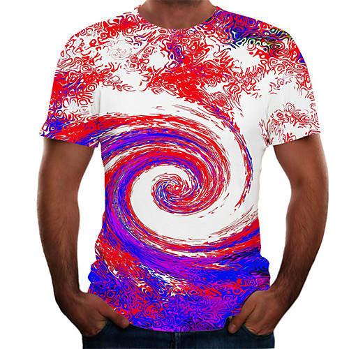 

Men's Daily Basic T-shirt - Color Block / 3D Print Rainbow