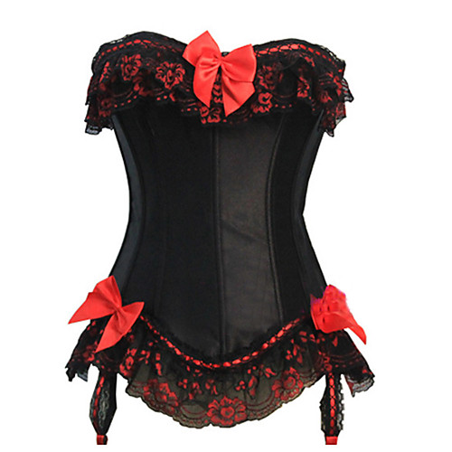 

Women's Lace Up Corset Set - Sexy / Bowknot / Lace, Strappy Black S M L