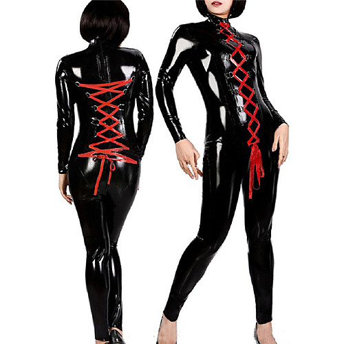

Zentai Suits Cosplay Costume Catsuit Ninja Motorcycle Girl Adults' Cotton Cosplay Costumes Halloween Women's Black Solid Color Carnival Masquerade / Leotard / Onesie / Skin Suit