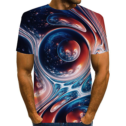 

Men's Daily Going out Basic / Street chic T-shirt - 3D / Graphic / Visual Deception Print Rainbow