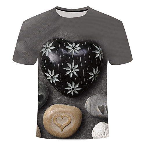 

Men's Daily Going out Basic T-shirt - Floral / 3D / Graphic Print Gray