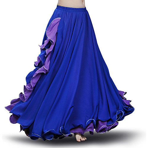 

Ballroom Dance Skirts Cascading Ruffles Ruching Women's Performance Sleeveless Chiffon